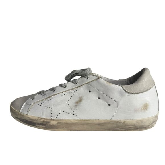 GOLDEN GOOSE superstar white leather perforated star Womens Sneakers size 38 8 - Picture 8 of 14